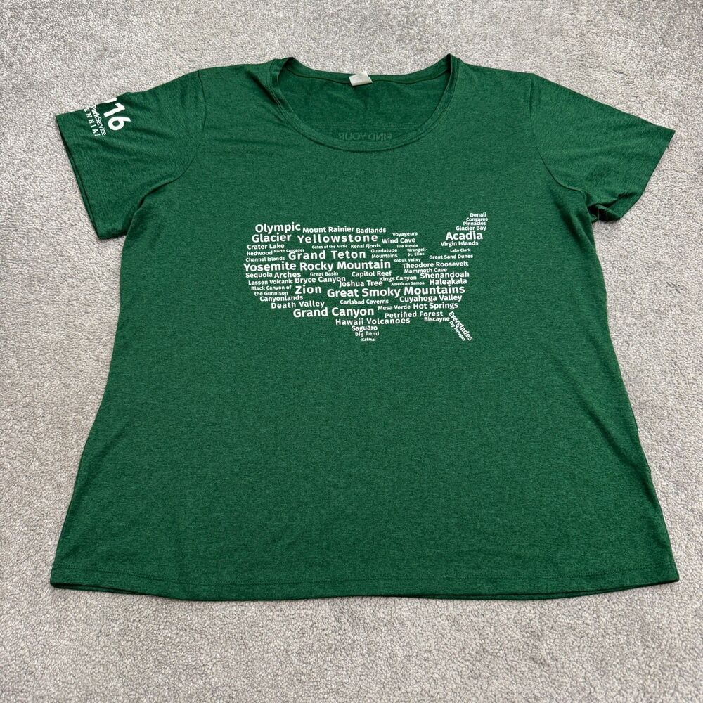 Sport-Tek National Park Service Centennial Marathon T-Shirt Women XXL Green Tee